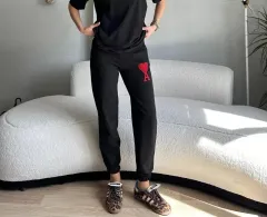 Unisex İki İplik Baskılı Oversize Eşofman Altı - Siyah