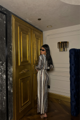 ŞERİT PAYET CROP BLUZ - YIRTMAÇLI ETEK TAKIM - Siyah