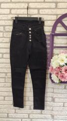 Yüksek Bel Düğme Ve Yırtık Detaylı Kot Pantolon Jean 92cm