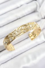 Pirinç Zirkon Taşlı Göz Model Gold Renk Altı Açık Kadın Bileklik
