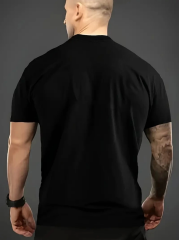 Baskılı Oversize Bisiklet Yaka T-shirt - Siyah