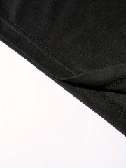 Baskılı Oversize Bisiklet Yaka T-shirt - Siyah
