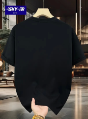 Baskılı Oversize Bisiklet Yaka T-shirt - Siyah