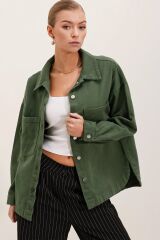 20192 Oversize Gabardin Gömlek Ceket - Haki