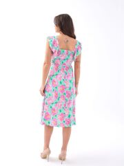 5370 ELBİSE-PEMBE GÜL DESEN