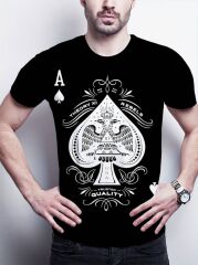 Erkekkısa Kollu Yuvarlak Yaka Desenli Viskon T-shirt