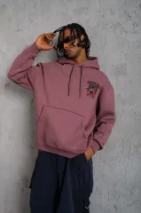 Erkek SCHOOL BOY Baskılı Kapüşonlu Sweat - Gül Kurusu