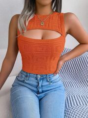 Kadın Askılı Bisiklet Yaka Güpüs Dekolteli Triko Crop Bluz